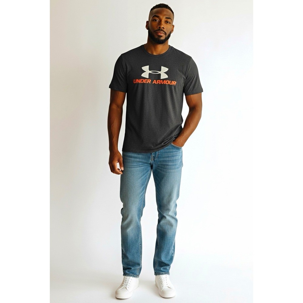 Under Armour Mens UA Tech T-Shirt Size L Gray Short Sleeve Crew Neck Graphic